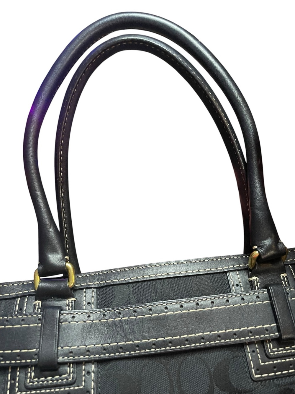 Coach Black Signature C Jacquard Handbag & Matching Wallet Set - Picture 11 of 17